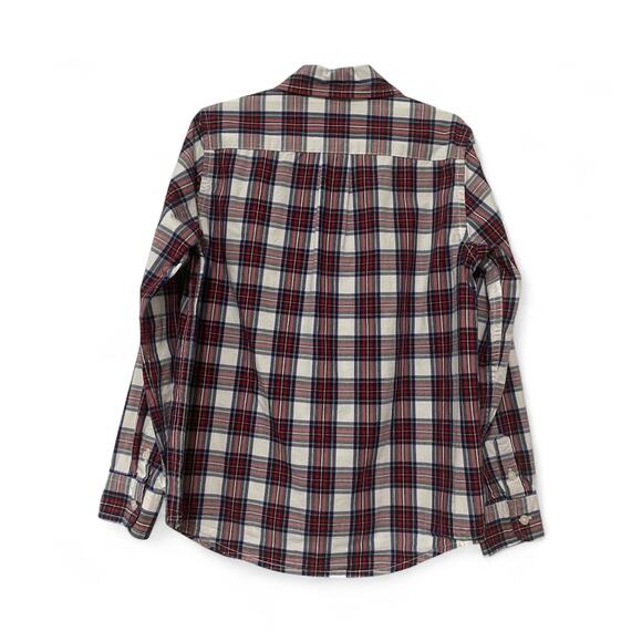 Janie and Jack Boys Red Blue Plaid Long Sleeve Button Up Size 7 - Picture 2 of 6